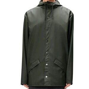 Rains Jacket waterproof with hood and side pockets unisex XXS/XS NWT Green